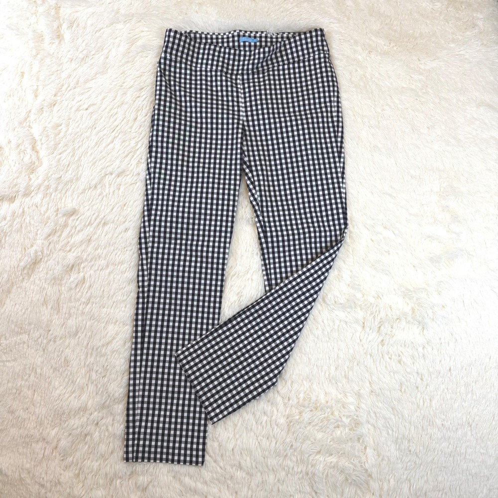 J. McLaughlin Pants Womens 10 Navy Blue Gingham Check Coastal Nautical hamptons
